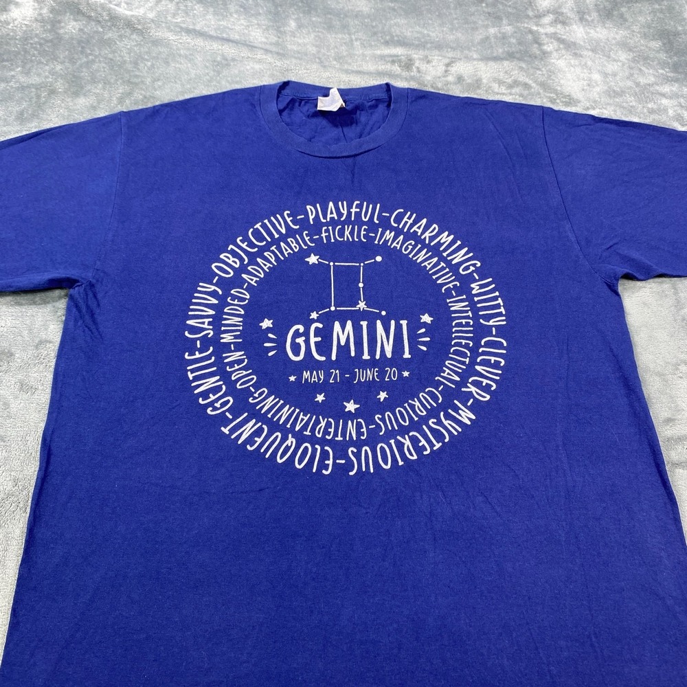 Zodiac Shirt Mens Large Celestial Graphic Print Gemini May June Stars Horoscope